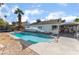 Inviting backyard pool surrounded by a concrete and gravel patio at 2990 Carnelian St, Las Vegas, NV 89121