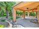 Covered patio with a hot tub surrounded by lush landscaping at 5123 Southern Hills Ln, Las Vegas, NV 89113