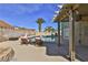 Backyard pool with a diving board, patio, and a bright blue sky at 722 Barrie Ct, Henderson, NV 89002