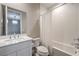 Bright bathroom featuring a tub-shower combination and a modern white vanity at 8984 Rolling Pietra St, Las Vegas, NV 89166
