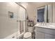 Bathroom featuring a glass shower, toilet, and single sink vanity at 8984 Rolling Pietra St, Las Vegas, NV 89166