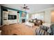 A comfortable living room with custom entertainment center and fireplace at 2080 Powder Springs St, Henderson, NV 89052