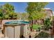 Backyard showcases a refreshing above-ground pool, flowering plants and tranquil outdoor living at 5004 Ironhorse Ranch Ave, Las Vegas, NV 89131