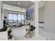 Stylish bathroom features a modern tub, sleek fixtures, and a gorgeous view from the window at 527 Serenity Point Dr, Henderson, NV 89012