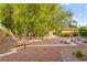 Serene backyard featuring mature trees, decorative rock landscaping, and a peaceful setting at 5680 N Fort Apache Rd, Las Vegas, NV 89149