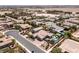 Overhead shot of a residential neighborhood featuring manicured lawns and tile roofs at 8713 Long Winter Ct, Las Vegas, NV 89131