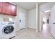Practical laundry area with convenient access and built-in storage at 9628 Matanzas Creek Ct, Las Vegas, NV 89139