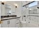 Stylish bathroom with a sleek vanity, marble shower, and modern fixtures, offering a luxurious experience at 11906 Port Labelle Dr, Las Vegas, NV 89141