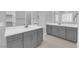Bright bathroom featuring dual sinks with gray cabinetry and modern fixtures at 11909 Pippa Ave, Las Vegas, NV 89138