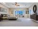Large primary bedroom with bay window and access to outdoor balcony at 1744 Williamsport St, Henderson, NV 89052
