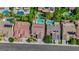 Aerial view of neighborhood highlighting the backyard pools near 2262 Alanhurst Drive at 2262 Alanhurst Dr, Henderson, NV 89052