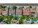 Aerial view highlighting the backyard pools nearby the home at 2262 Alanhurst Dr at 2262 Alanhurst Dr, Henderson, NV 89052