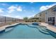 Inviting backyard pool and spa with stepped entry, surrounded by a patio and lush landscaping for relaxation and enjoyment at 2714 Frabiele St, Henderson, NV 89044