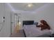 Cozy bedroom featuring LED ceiling lights with a ceiling fan, and natural light at 59 N Christy Ln, Las Vegas, NV 89110