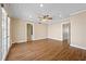 Spacious living room with wood floors, ceiling fan, and recessed lighting at 636 H Ave, Boulder City, NV 89005