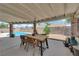 Relax and enjoy the pool view from this covered outdoor dining patio at 1105 Winwood St, Las Vegas, NV 89108