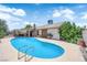 Beautiful swimming pool in a private backyard surrounded by mature landscaping and patio area at 1105 Winwood St, Las Vegas, NV 89108