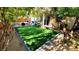 Picturesque backyard with a pristine lawn, patio area, and mature trees at 5466 Fawn Chase Way, Las Vegas, NV 89135