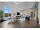 Open-concept living room with modern decor, hardwood floors, and a fireplace creates a cozy and inviting atmosphere at 6804 Regency Stone Way, Las Vegas, NV 89148