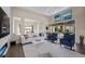 Comfortable living room with an electric fireplace, tv, stylish decor, and access to patio at 6804 Regency Stone Way, Las Vegas, NV 89148
