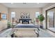 Serene main bedroom features soft lighting, a plush rug, and sliding glass doors to the outdoors at 6804 Regency Stone Way, Las Vegas, NV 89148