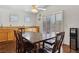 The dining area features Hardwood floors and plantation shutters, offering both style and privacy at 7927 Villa Salsa Ave, Las Vegas, NV 89131