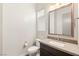 Bathroom with vanity, neutral color palette, and sleek fixtures, offering a clean and modern design at 38 Moonfire Dr, Las Vegas, NV 89135