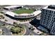 Aerial shot of the Las Vegas Ballpark with palm trees, modern buildings, and roadways at 776 Tillis Pl, Las Vegas, NV 89138