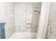 Close up of shower and tub area with modern tile at 1328 Balzar Ave, Las Vegas, NV 89106