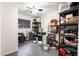 Storage room with shelves, storage containers and grey floors at 1328 Balzar Ave, Las Vegas, NV 89106