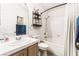 Bright bathroom featuring a shower-tub combo with tiled walls, and a single sink vanity for your convenience at 3673 Ian Thomas St # 201, Las Vegas, NV 89129