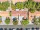 Bird's eye view of rooftops in a quiet neighborhood with mature landscaping and street parking at 9540 Eagle Valley Dr, Las Vegas, NV 89134