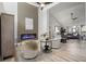 Bright, open living room with a modern fireplace and vaulted ceilings creates a cozy and inviting atmosphere at 9540 Eagle Valley Dr, Las Vegas, NV 89134