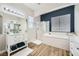 Bright bathroom with separate shower and tub, double vanity, and modern fixtures at , Las Vegas, NV 89149