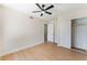 This bedroom has wood-look floors and bright, neutral paint at 3086 Cardinal Dr, Las Vegas, NV 89121