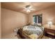 Cozy bedroom with a window offering pleasant outdoor views and a relaxing setting at 4581 Aspen Ave, Mount Charleston, NV 89124