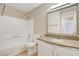 Bathroom with tub-shower combo and granite vanity at 7300 Pirates Cove Rd # 1032, Las Vegas, NV 89145