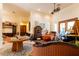 Cozy sitting room features a piano, comfortable seating, and view to the outdoor area at 8120 W Red Coach Ave, Las Vegas, NV 89129