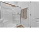 Modern walk-in shower featuring a glass enclosure and neutral accents at 9047 Harbor Wind Ave, Las Vegas, NV 89178