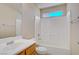Bright full bathroom with a single sink vanity and shower-tub combo with tile surround at 9451 Natoma Station Pl, Las Vegas, NV 89123