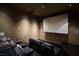 Home theater with comfortable leather seating, a large screen, and a custom bar with granite countertop at 17 Soaring Bird Ct, Las Vegas, NV 89135
