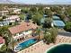 Beautiful backyard and pool view of home in a desert community, with tennis courts nearby at 2200 Glenbrook Way, Las Vegas, NV 89117