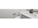 Modern bathroom with a single sink vanity and a wall mounted towel bar at 364 Tigullio Ave, Henderson, NV 89011