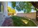 Fenced backyard features a well-manicured lawn and mature shade trees at 4654 Stuttgart St, Las Vegas, NV 89147