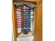 A view of a modern water distribution panel inside a cabinet at 4910 Marywood Ct, Pahrump, NV 89061