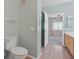 Clean bathroom features a vanity, a nearby toilet, and a glass door to a shower stall at 855 N Stephanie St # 2415, Henderson, NV 89014
