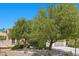 Well-maintained front yard featuring desert landscaping and mature trees for added curb appeal at 9233 Onyx Point Ct, Henderson, NV 89074