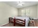 Bedroom features a comfortable bed, ceiling fan, neutral walls, and ample natural light at , Las Vegas, NV 89166
