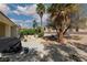 Landscaped backyard features a patio area and desert landscaping with mature palm trees providing shade at 10240 Notte Ave, Las Vegas, NV 89135