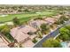 Aerial view of home situated on golf course at 11 Knob Oak Dr, Henderson, NV 89052